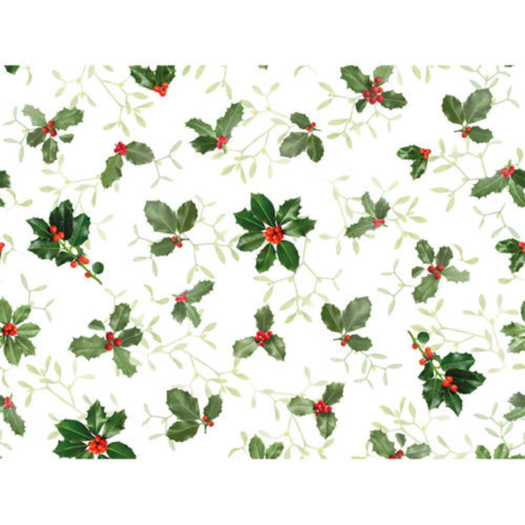 Paper Place Mats, Holly & Mistletoe 40x30cm Pack12 image 0